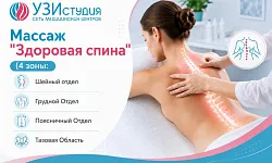 Массаж  "Здоровая спина" (4 зоны: Шейный отдел, Грудной Отдел, Поясничный Отдел, Тазовая Область)
